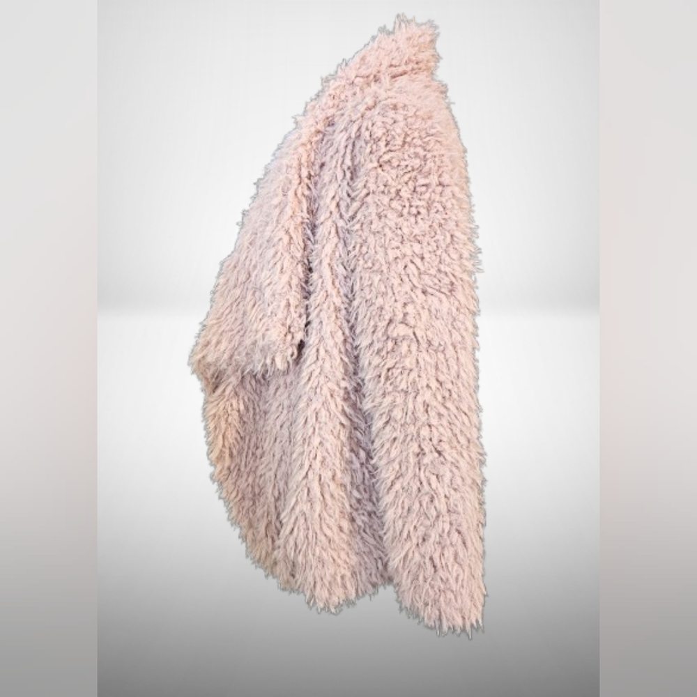 Forever 21 "Say What" Pink Faux Fur Shaggy Jacket - Size Small - Picture 4 of 10